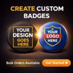 custom button badge back view pin and 58mm size front and back India