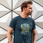 'Adventure Awaits' Petrol Blue Half Sleeve T-Shirt