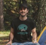 'Adventure is Calling' Black Half Sleeve T-Shirt
