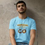 'Mountains Are Calling' Sky Blue Half Sleeve T-Shirt
