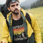 'Outdoor Adventure' Black Half Sleeve T-Shirt